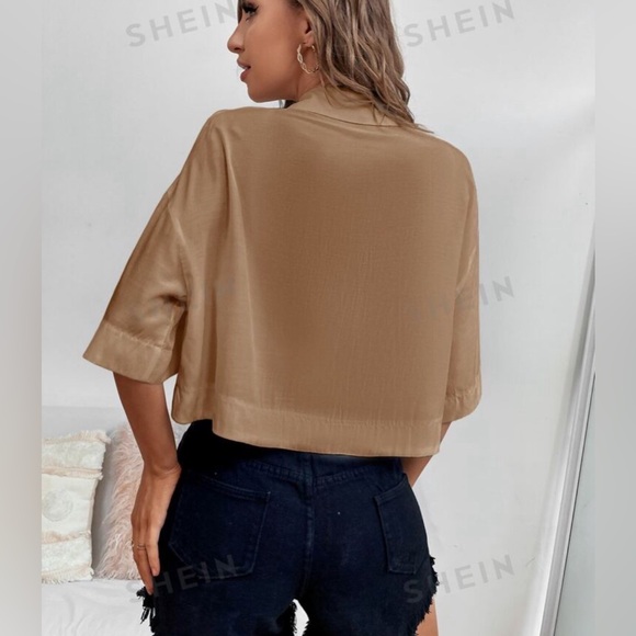 NWOT - Lightweight Button Up Linen Tee Shirt - Picture 2 of 10